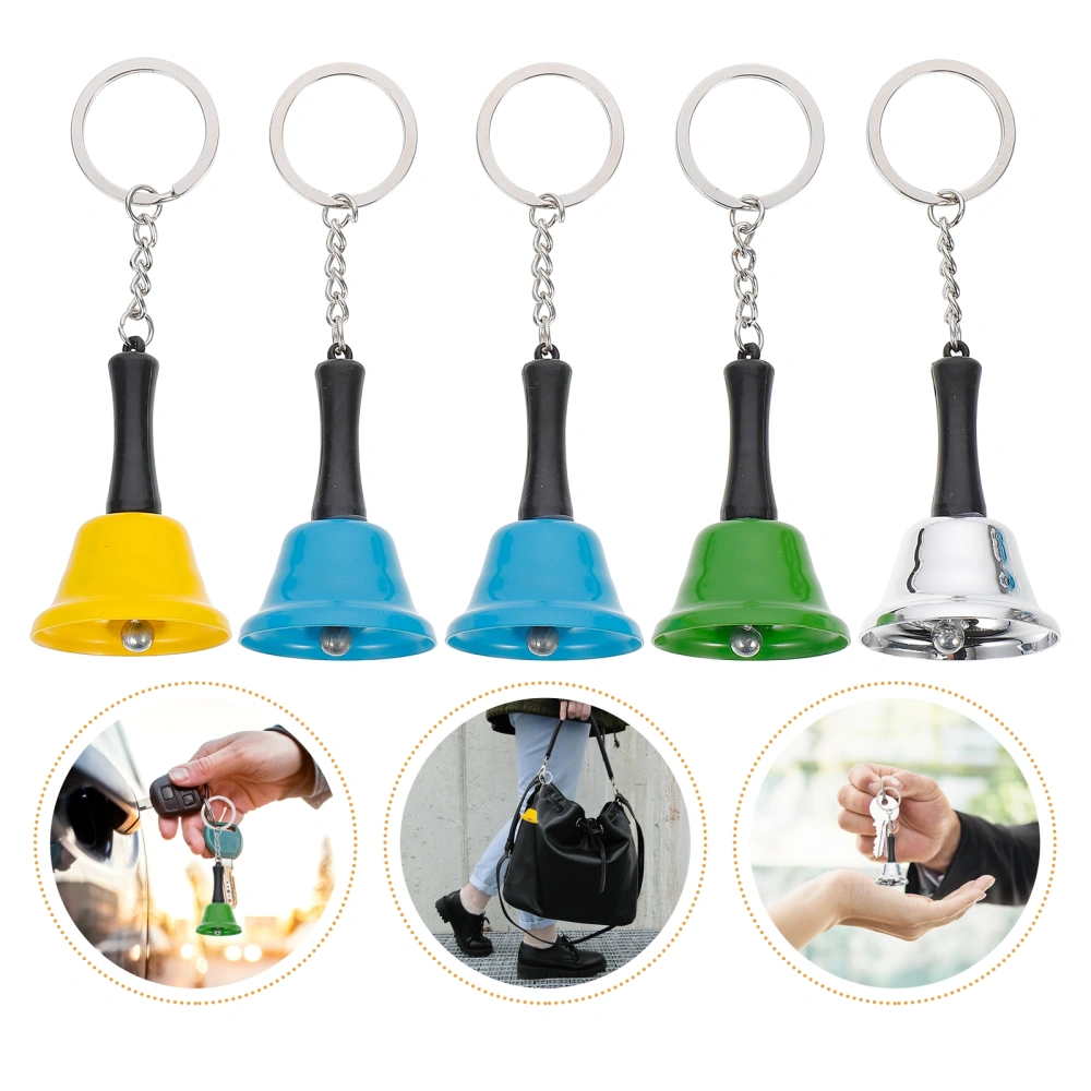 5pcs Metal Bell Pendant Key Rings Lovely Creative Keychains (Assorted Color)