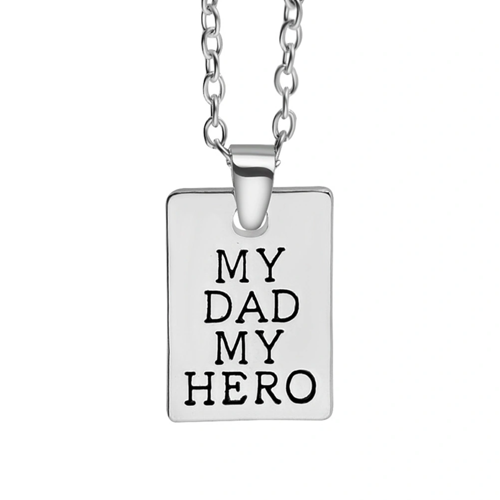 Fathers Gift Stamped Stainless Steel Tag "MY DAD MY HERO" Pendant Keychain for Father's Day Gift