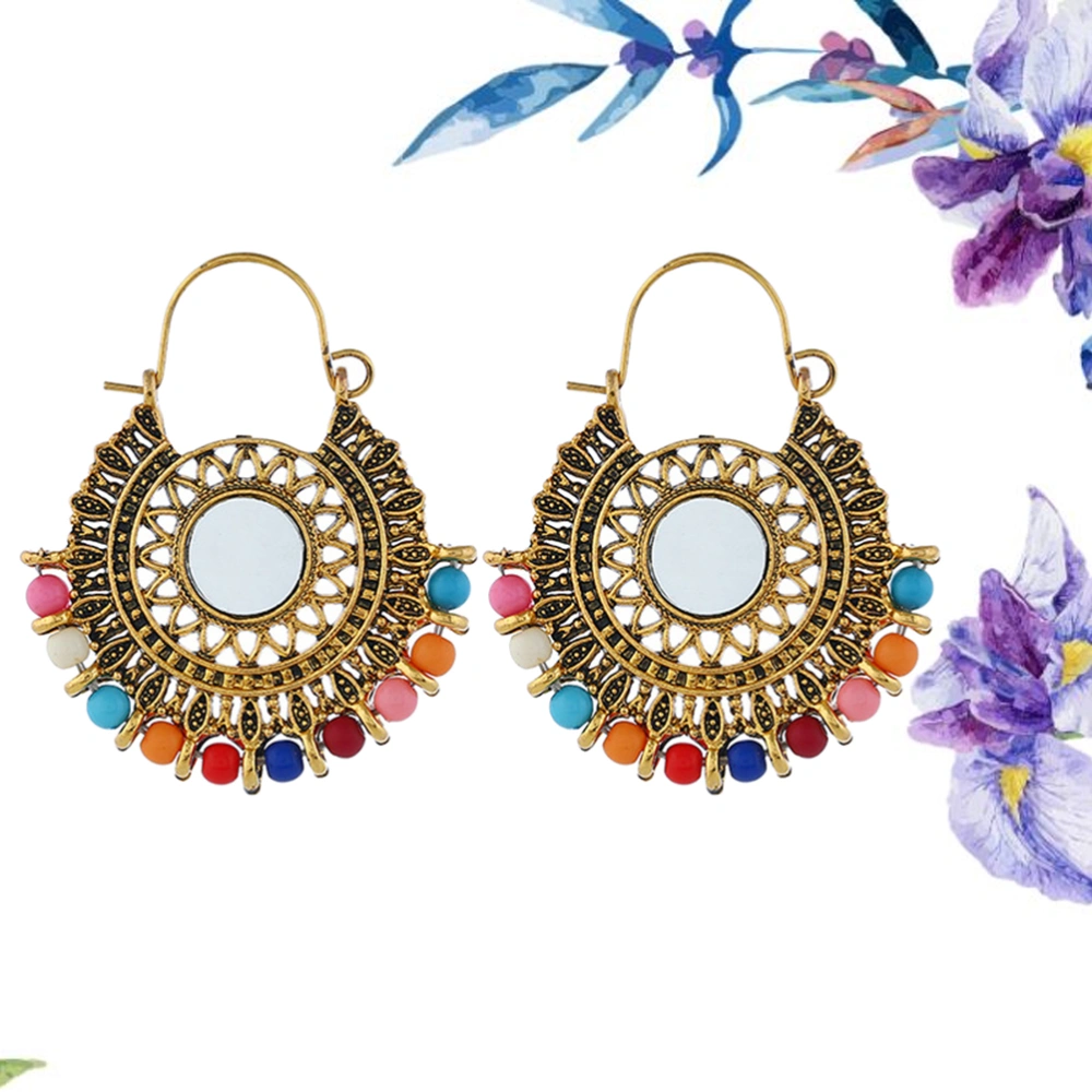 National Style Bohemia Circle Earrings Retro Beads Decor Dangle Earring Ear Jewelry for Women