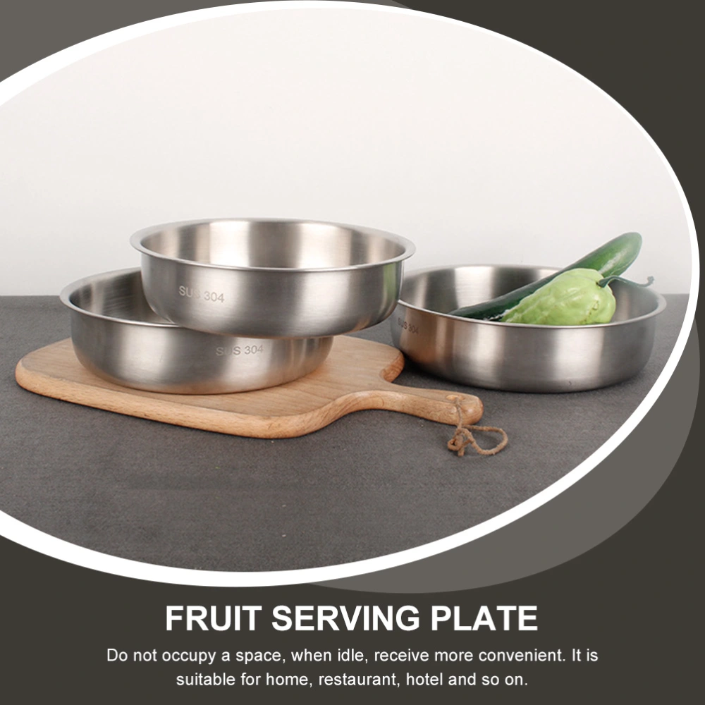 Stainless Steel Plate Round Plate Fruit Plate Kitchen Multipurpose Dinner Plate