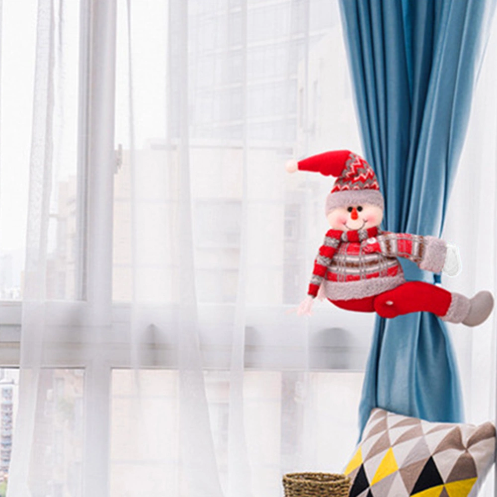 Christmas Home Curtain Buckle Cartoon Doll Buckle Window Display Christmas Decoration Gift (Red Christmas Curtain Buckle Snowman)