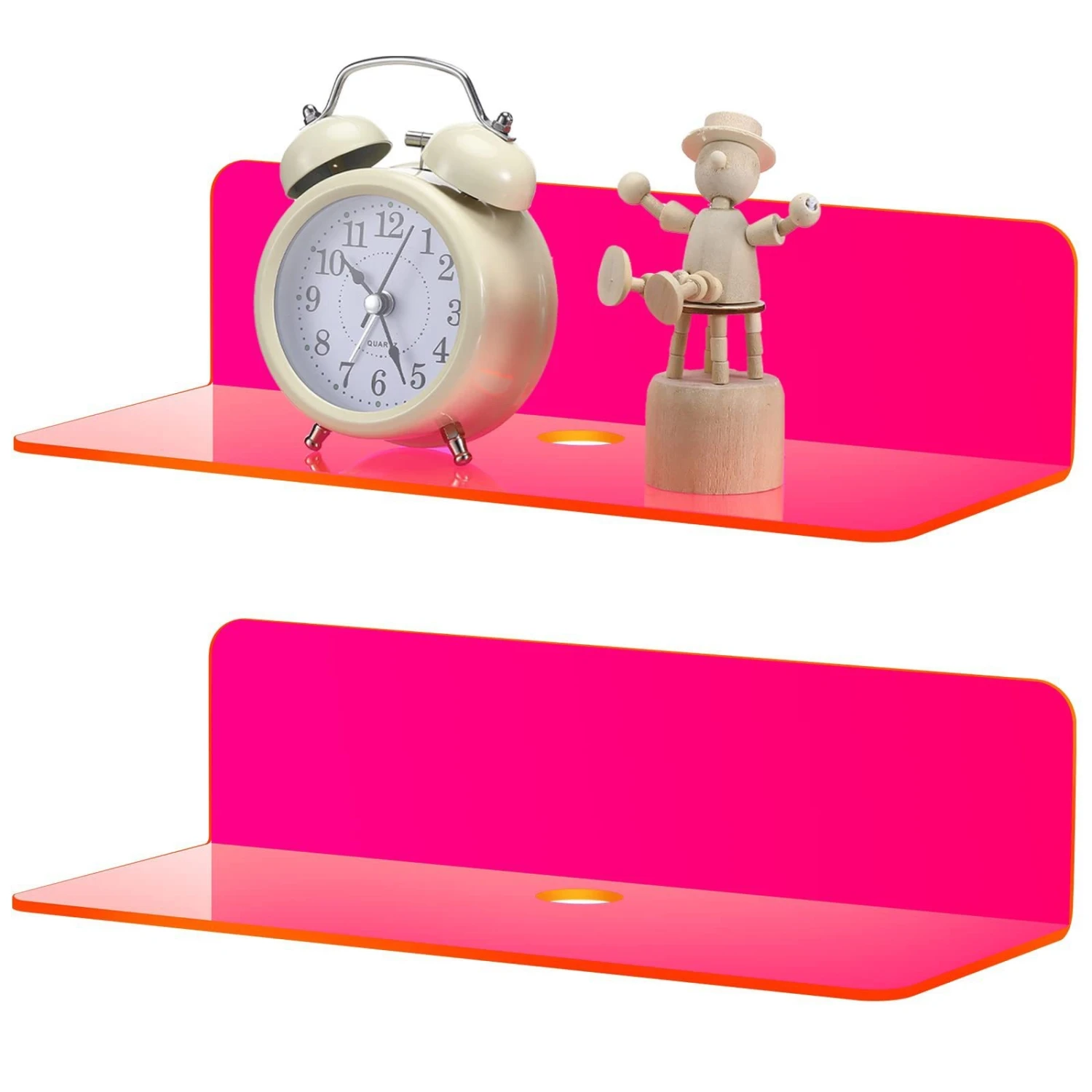 2Pcs Floating Wall Shelves Household Acrylic Floating Shelves Wall Mounted Display Shelf Self