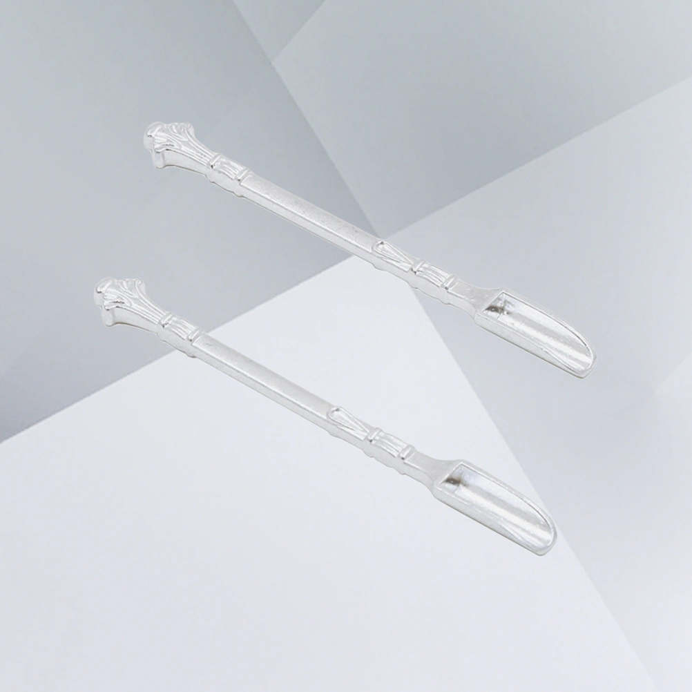 2pcs Medicine Spoon Mini Snuff Spoon Micro Scoop Spoon Reagent Sampling Spoon (Silver)