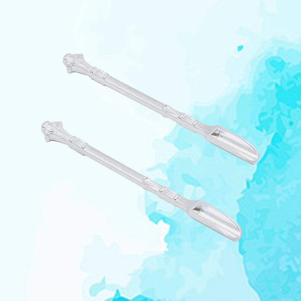 2pcs Medicine Spoon Mini Snuff Spoon Micro Scoop Spoon Reagent Sampling Spoon (Silver)