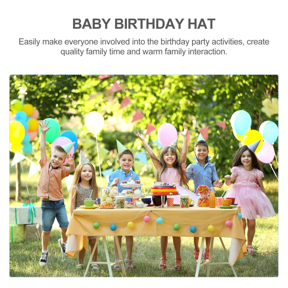 10Pcs Happy Birthday Party Hats Adorable Pom Pom Birthday Caps (Random Color)