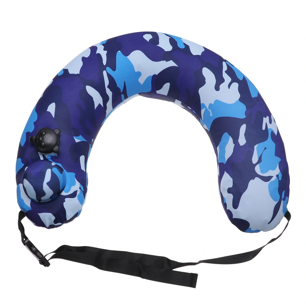 Portable Outdoor Car Home Neck Pillow Waist Pillow Back Pillow Inflatable Travel Pillow Neck Manual Press Pillow (Blue)