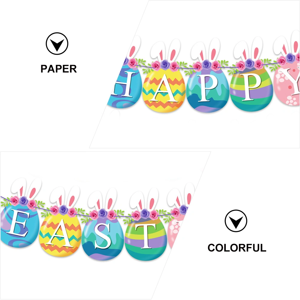 1pc Easter Banner Household Office Colorful Easter Decoration Rabbit Banner