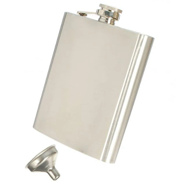 Portable 18oz Stainless Steel Vodka Whisky Liquor Hip Flask with Mini Funnel (Silver)