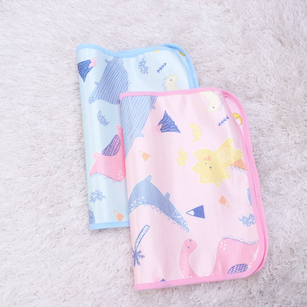 2 Pcs Cartoon Dinosaur Printed Pet Pee Pad Double-sided Waterproof Dog Cat Mat Reusable Super Absorbent Puppy Training Pad Floor Mat (Blue+Pink, M)