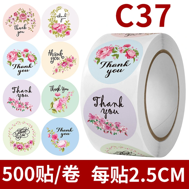 3 Rolls of Thank You Label Sticker Gift Wrapping Sticker Bag Sealing Label Self-adhesive Thank You Decal
