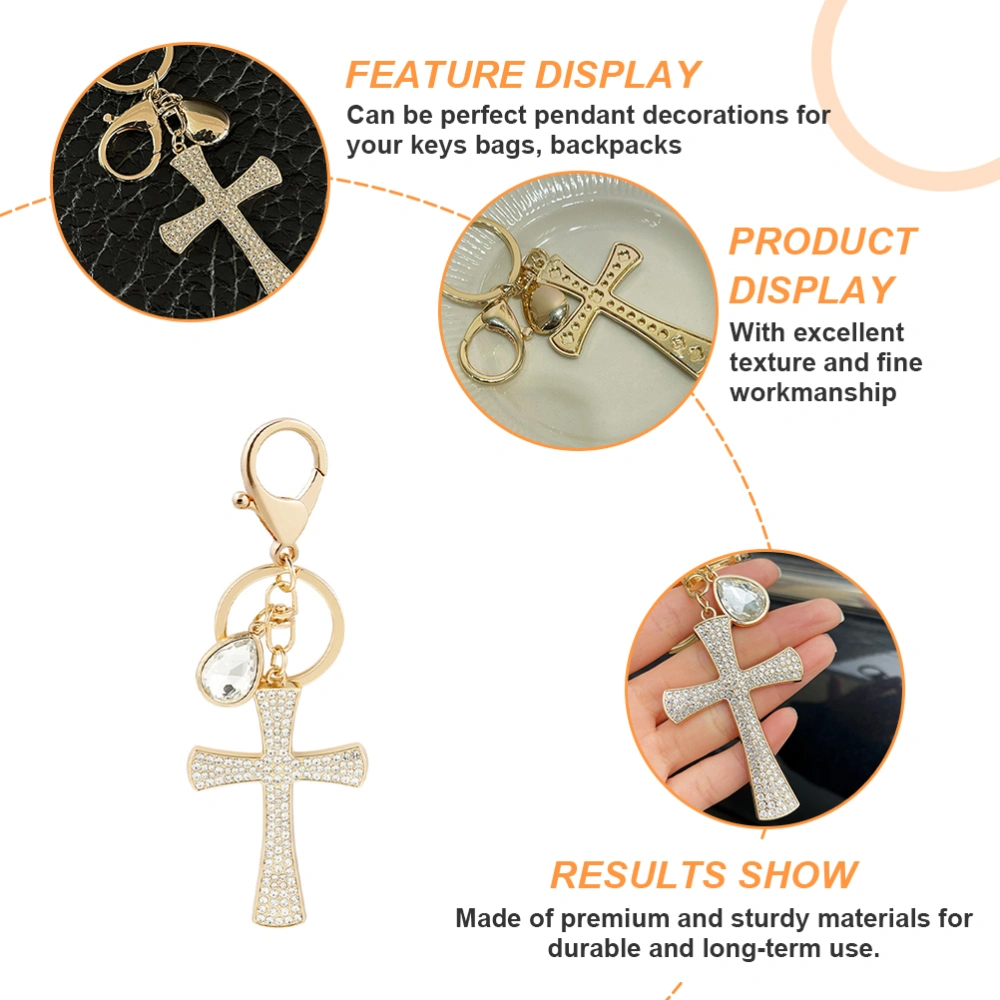 Cross Keychain Rhinestone Cross Key Ring Bag Purse Charm Pendant Key Chain