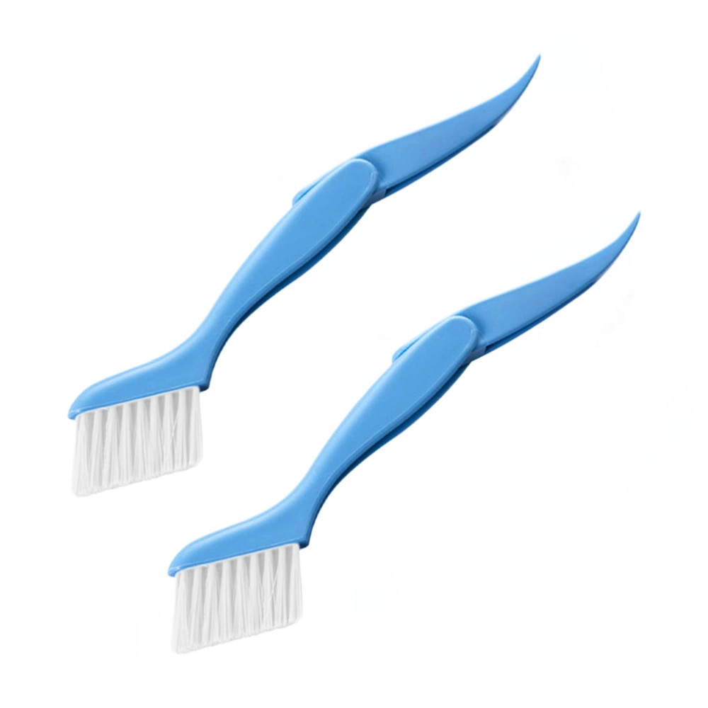 2 PCS 2 In 1 Multipurpose Window Groove Cleaning Brushes Portable Cranny Household Keyboard Home Kitchen Folding Brushes (Sky-blue)