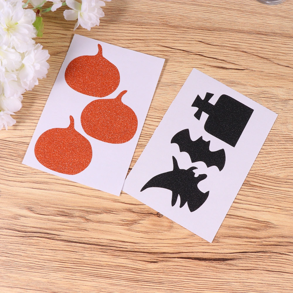 15pcs Halloween Glitter Cup Stickers Shiny Sparkly Stickers Decorative Charming Labels for Party Festival (Random Style)