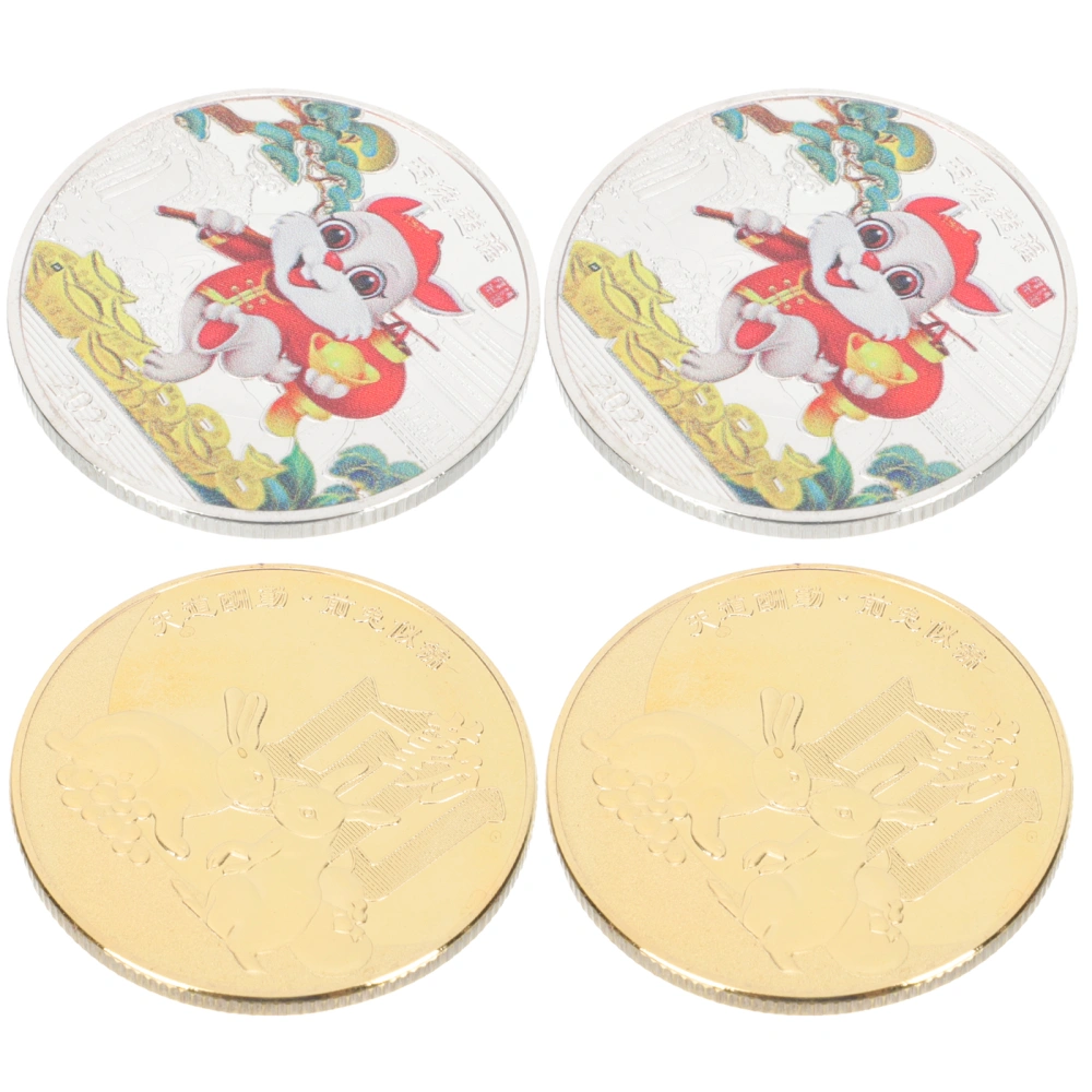 4pcs Chinese New Year Commemorative Coins  Zodiac Animal Rabbit Souvenir Lucky Coins