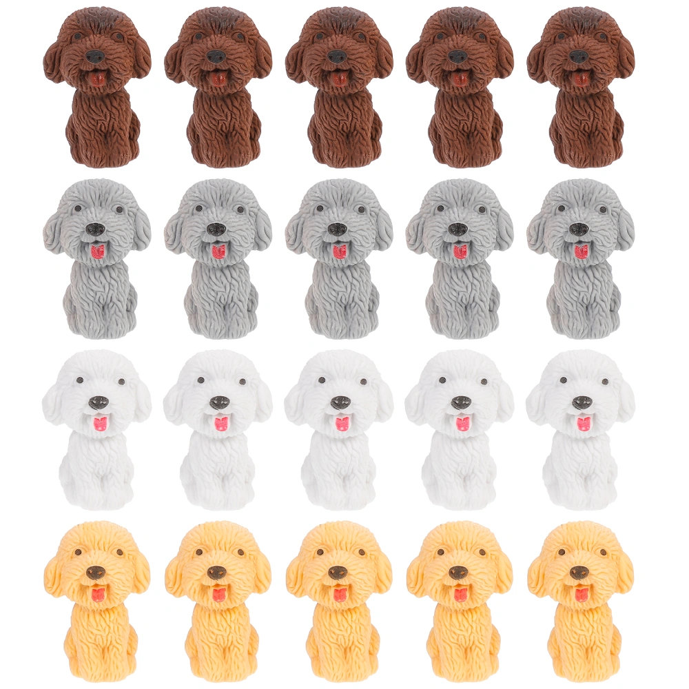 20Pcs Teddy Dog Pencil Erasers Rubber Erasers Stationery Supplies for Kids Student (Random Color)