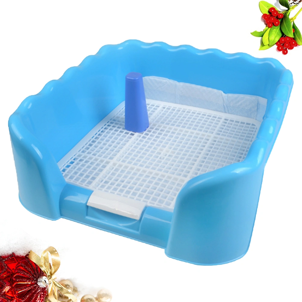 1Pc Anti-splash Dog Potty Puppy Pee Basin Column Indoor Fence Toilet Pet Dogs Litter Training Bedpan Pet Supplies (Blue)