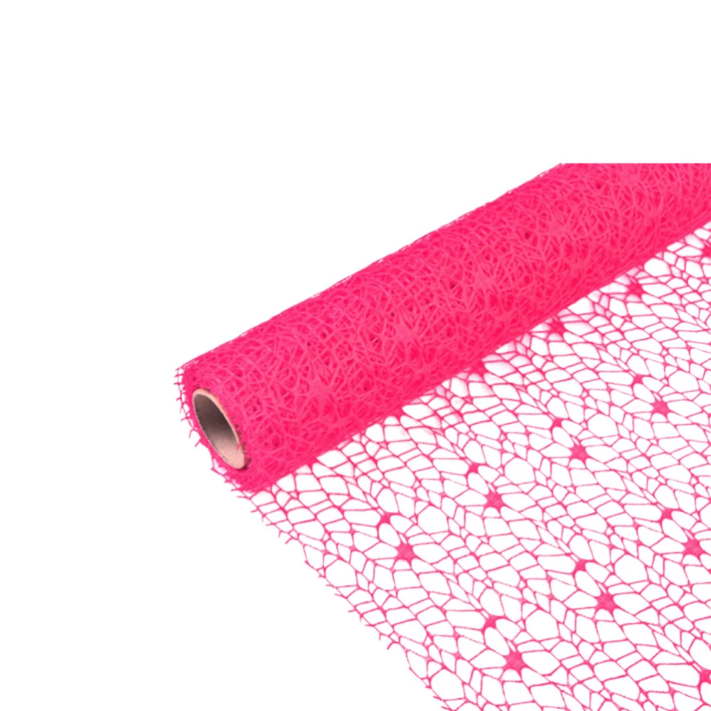 DIY Gauze Roll Bright Color Jacquard Net Handmade Net Yarn Charm Door Curtain Background Layout Mesh Gauze Pendant Flower Packaging Craft for School (Rosy)