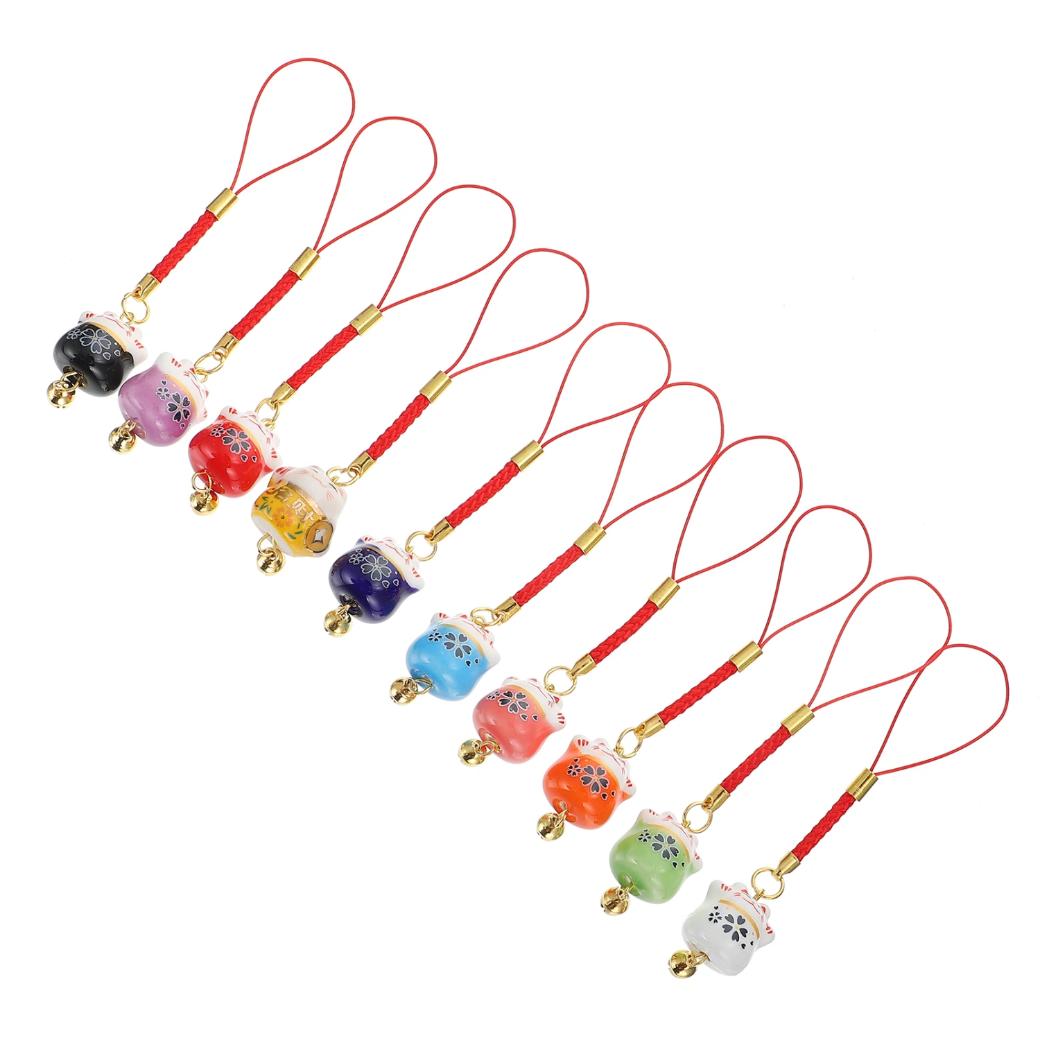 10pcs Auspicious Hanging Ornament Fortune Cat Hanging Decoration for Phone Case