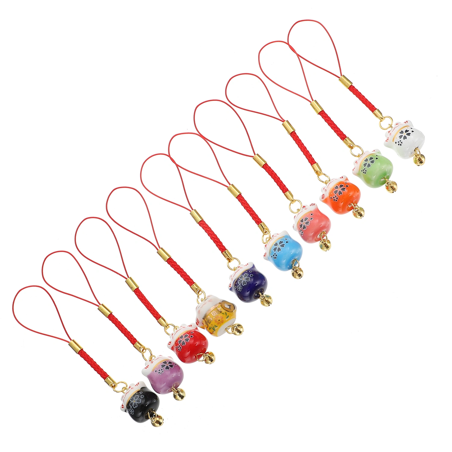 10pcs Auspicious Hanging Ornament Fortune Cat Hanging Decoration for Phone Case