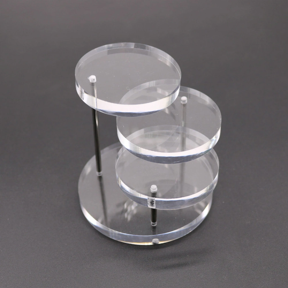 Acrylic Ring Display Stand Circular Jewelry Rotating Ring Display Stand with Three Layers for Ring Organizer（Transparent）