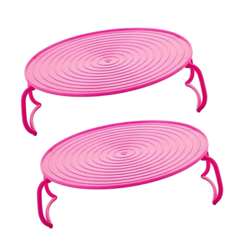 2pcs Multifunctional Microwave Steamer Dish Storage Rack Kitchen Layered Rice Steaming Tray (Pink)