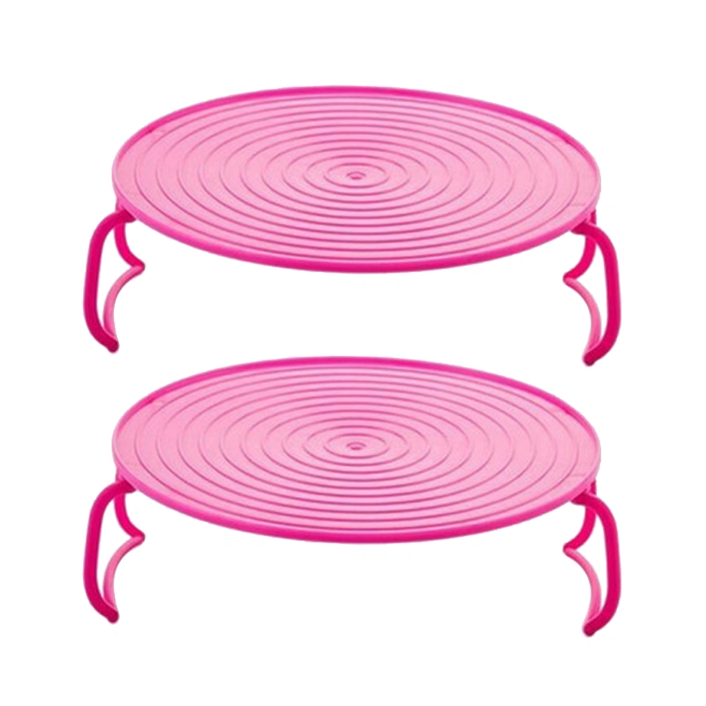 2pcs Multifunctional Microwave Steamer Dish Storage Rack Kitchen Layered Rice Steaming Tray (Pink)