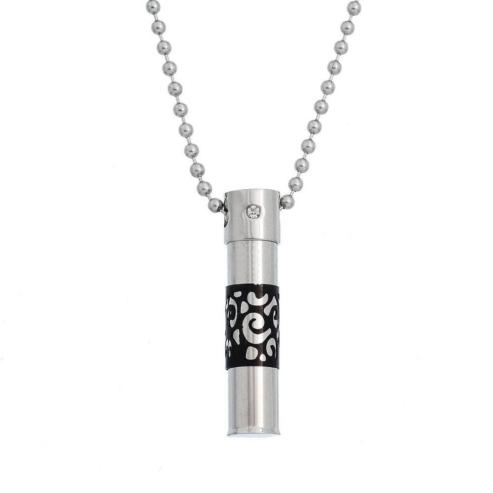 Stainless Steel Waterproof Cremation Jewelry "Only Love" Keepsake Memorial Urn Necklace (Black)