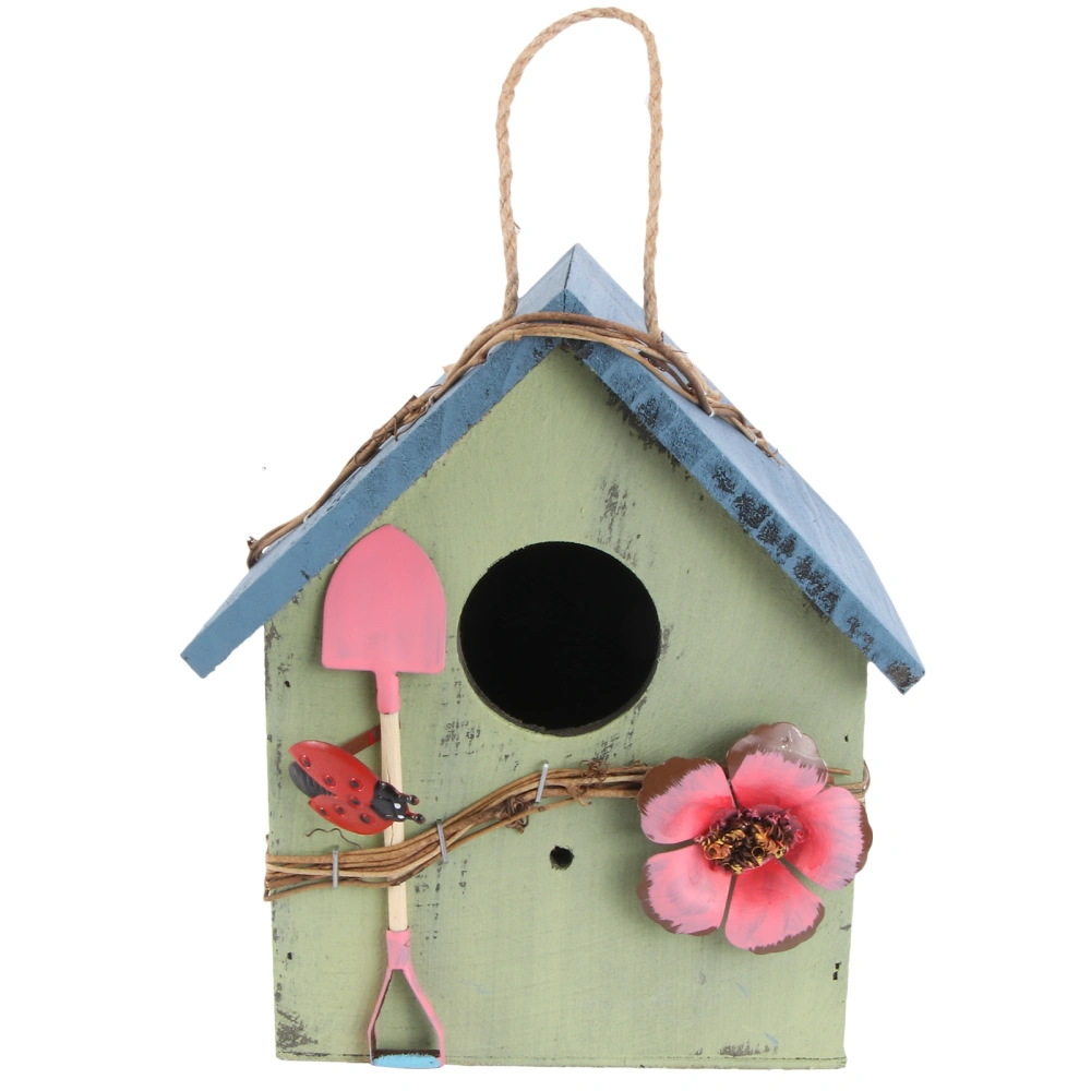 1Pc Wood Bird Nest Outdoor Wood Hanging Bird House Garden Hanging Bird Nest