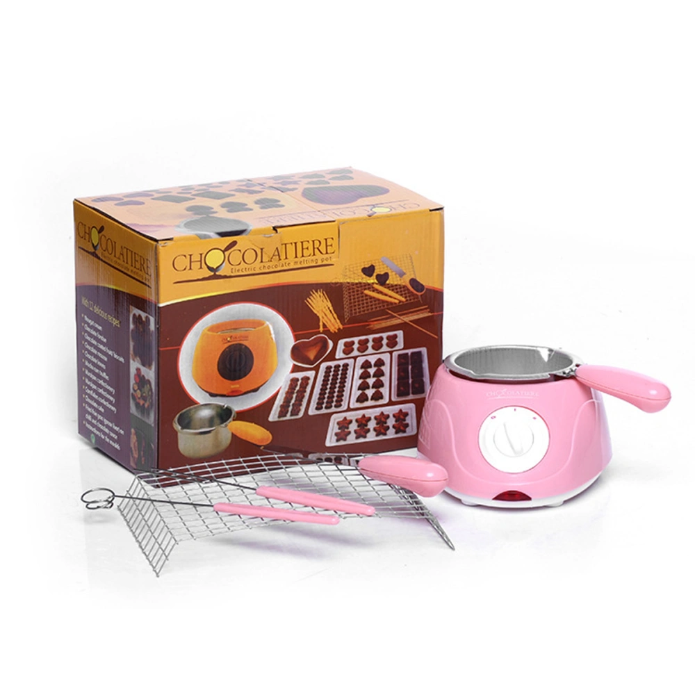 Creative Mini Electric Chocolate Melting Pot Chocolate Maker Chocolate Fondue Machine Tools Set (Pink)