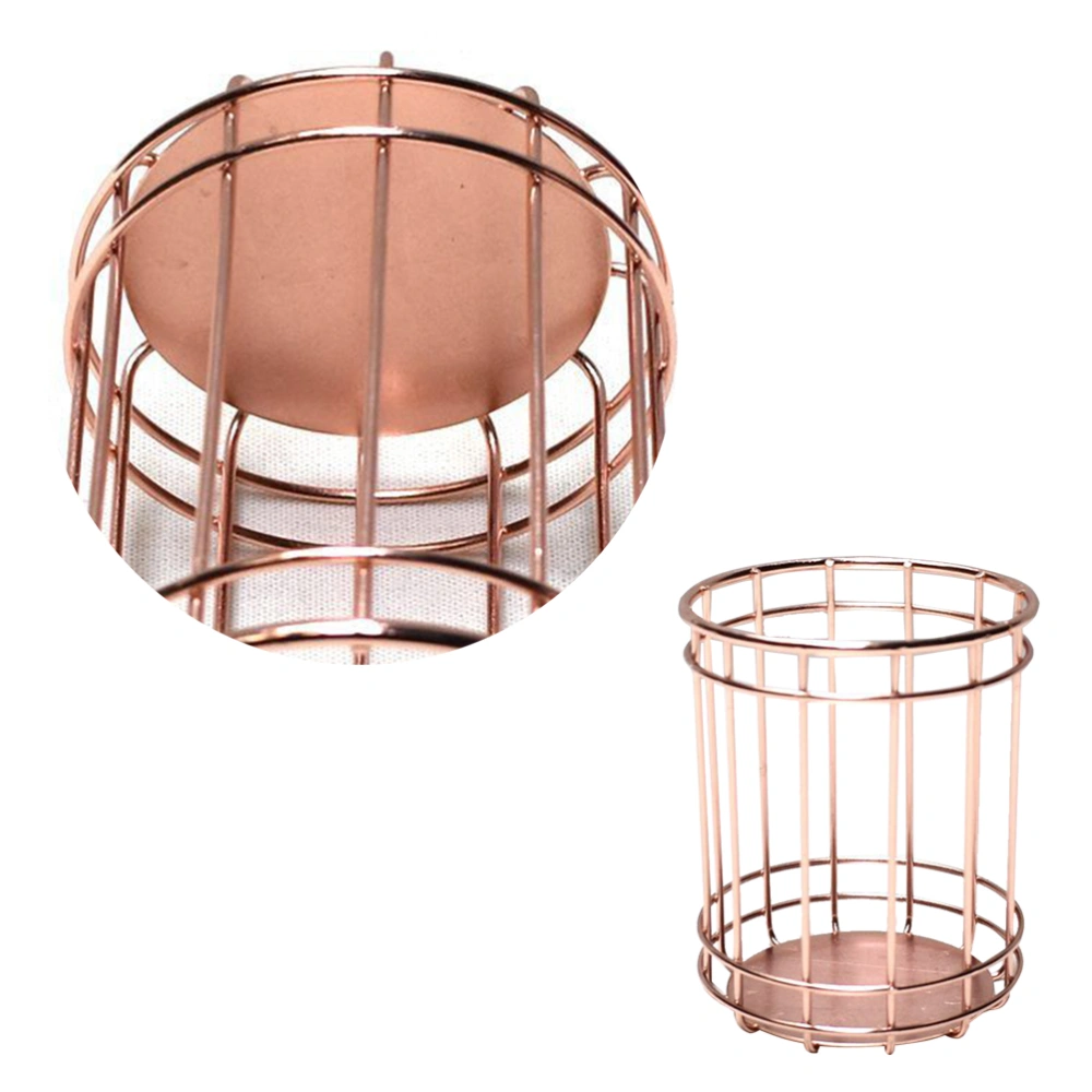 Rose Gold Iron Pen Holder Metal Storage Pen Container Pen Decoration Student Gifts Crafts Desktop Storage Handicraft Ornament Home Makeup Pen Holder