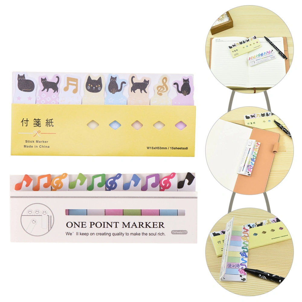 2Pcs Musical Notation Memo Pads Adhesive Message Stickers Stick Notes Notepad