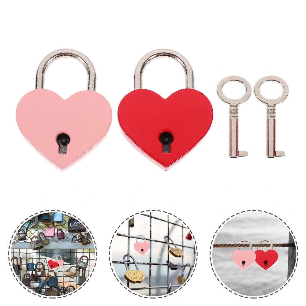 2pcs Heart-shaped Wishing Lock Wishing Couple Lock Hanging Luggage Lock