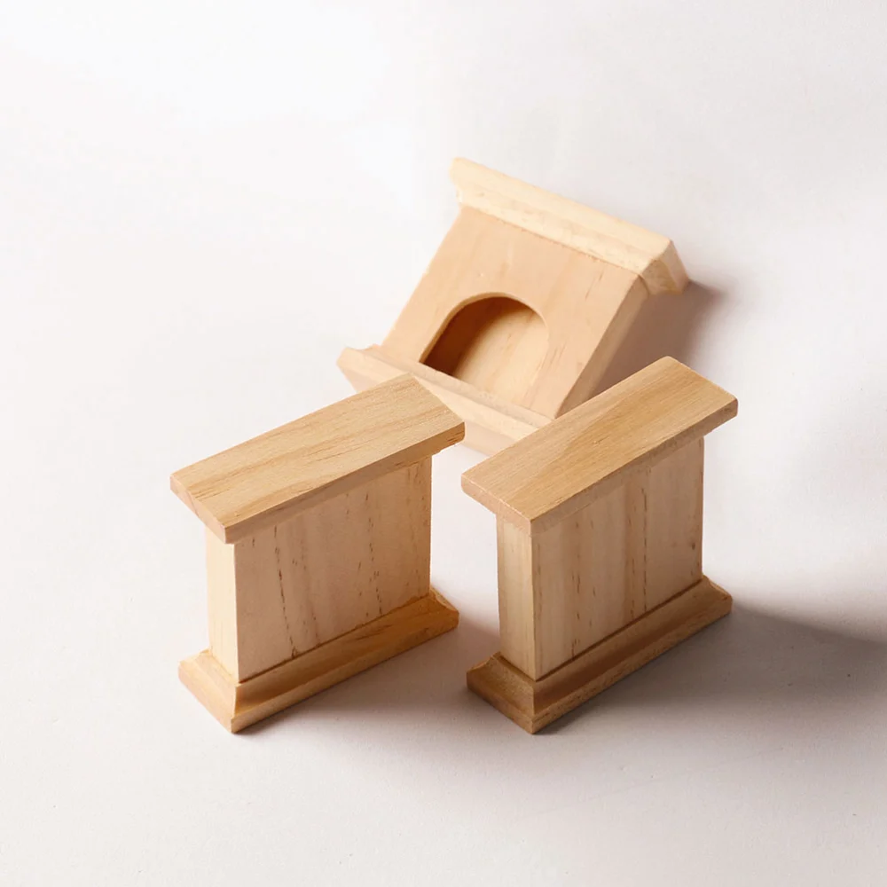 2pcs Model Fireplace Imitation Wooden Fireplace Toy Simulation Prop for Decor