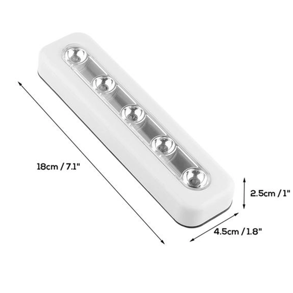 Wireless Motion Sensor Cabinet Stairs Light Lamp Under Cabinet Wardrobe Cupboard Showcase LED Lights Closet Lights Stick-on Anywhere Battery Operated 5 LED Night Light Bar (White)