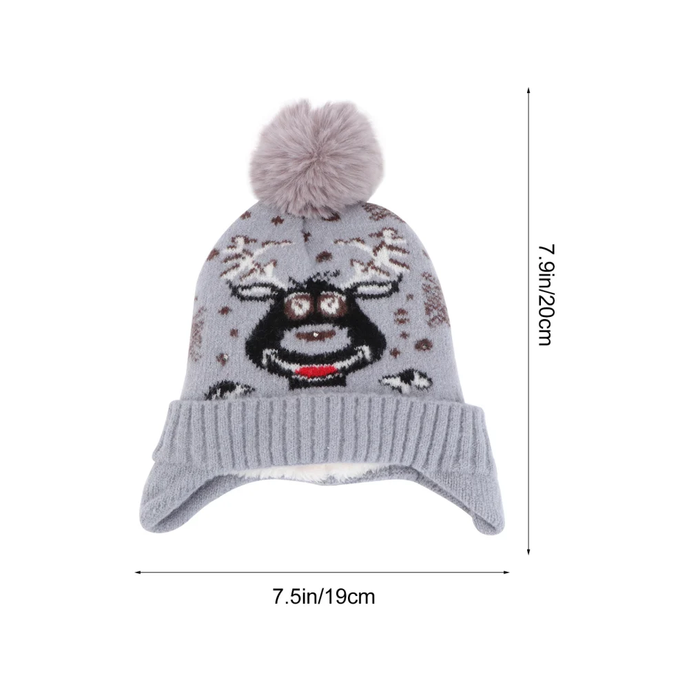 Christmas LED Light Knitted Hat Kids Inner Fleece Thickened Warm Woolen Hat