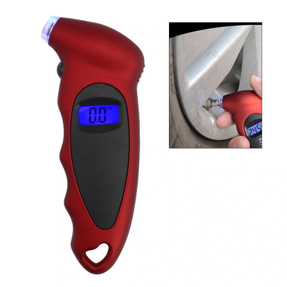 Digital Tire Pressure Gauge 150 PSI for Car Truck with Backlit LED and Non-Slip Grip (Red)