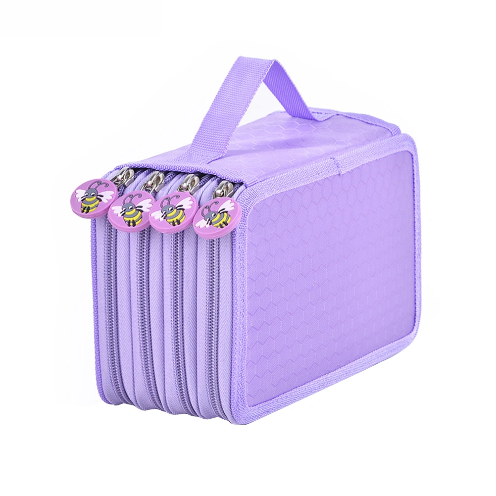 Colored Pen Case with Compartments 72 Slots Handy Bags Large for Watercolor Gel Pens (Purple)