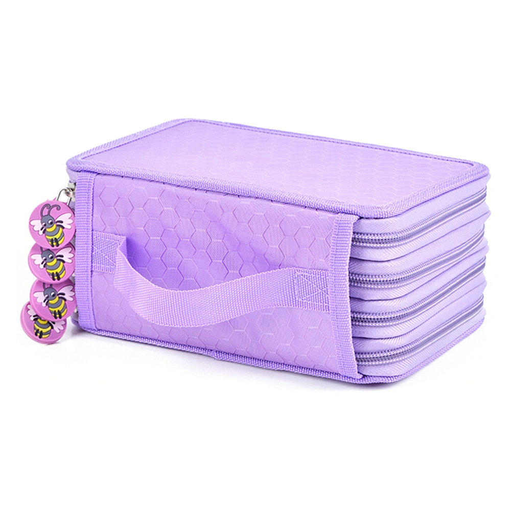 Colored Pen Case with Compartments 72 Slots Handy Bags Large for Watercolor Gel Pens (Purple)