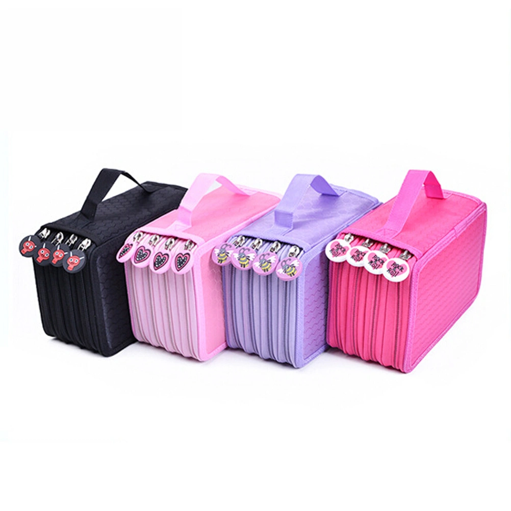 Colored Pen Case with Compartments 72 Slots Handy Bags Large for Watercolor Gel Pens (Purple)