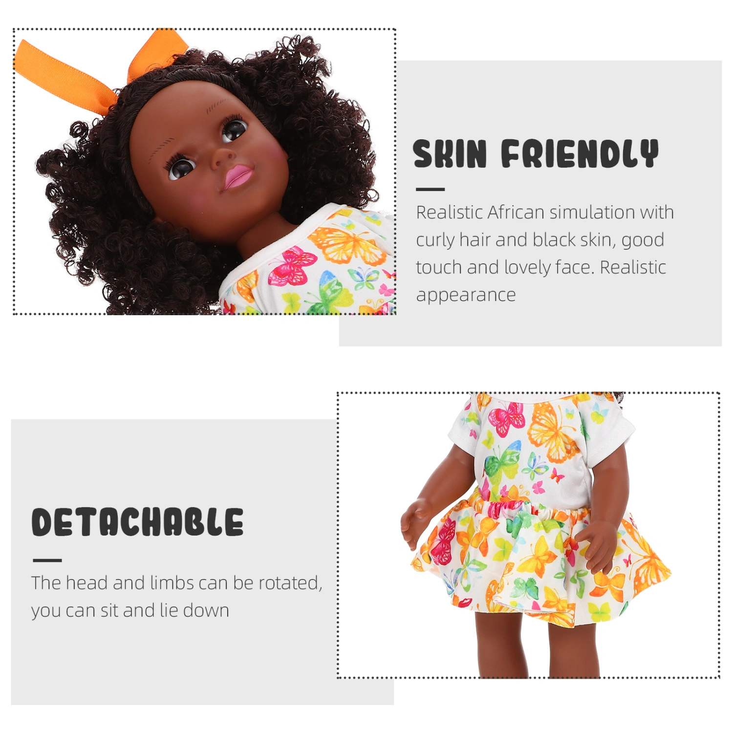 Black Doll Baby Girl Doll Clothes Set Lifelike African American Baby Girl Doll