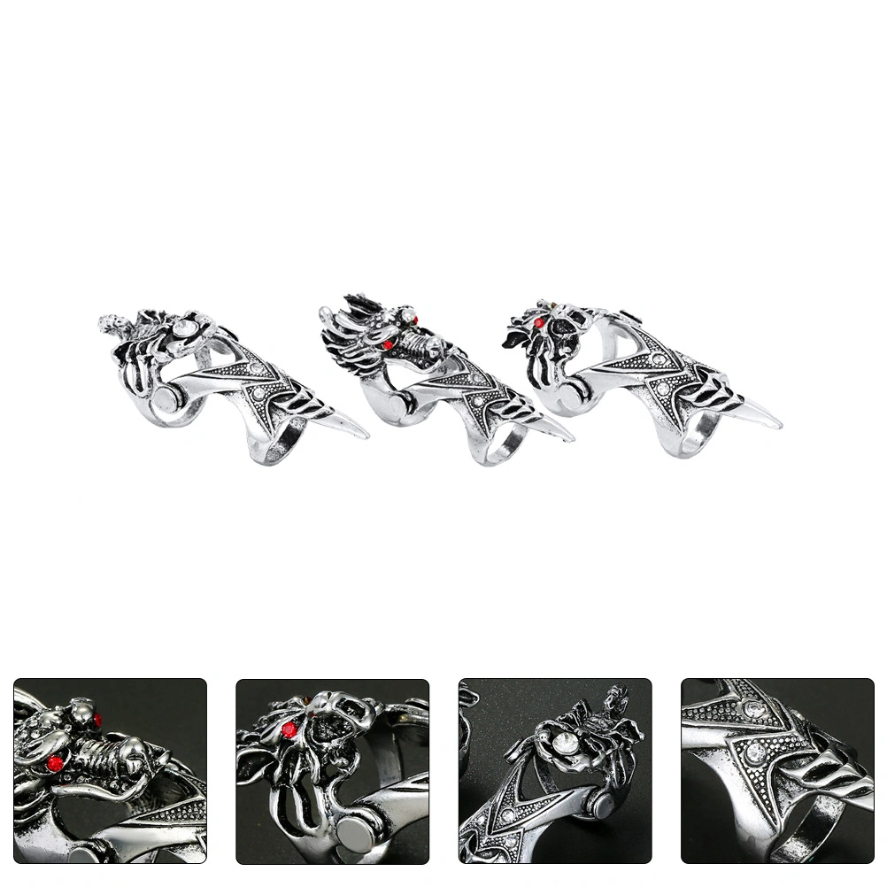 3pcs Punk Style Hand Rings Exquisite Man Rings Retro Finger Joint Rings