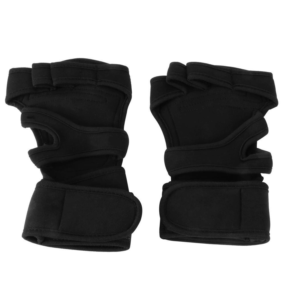 1 Pair Weightlifting Fingerless Gloves Horizontal Bar Glove Gym Training Supplies for Women Men - Size L (Black)