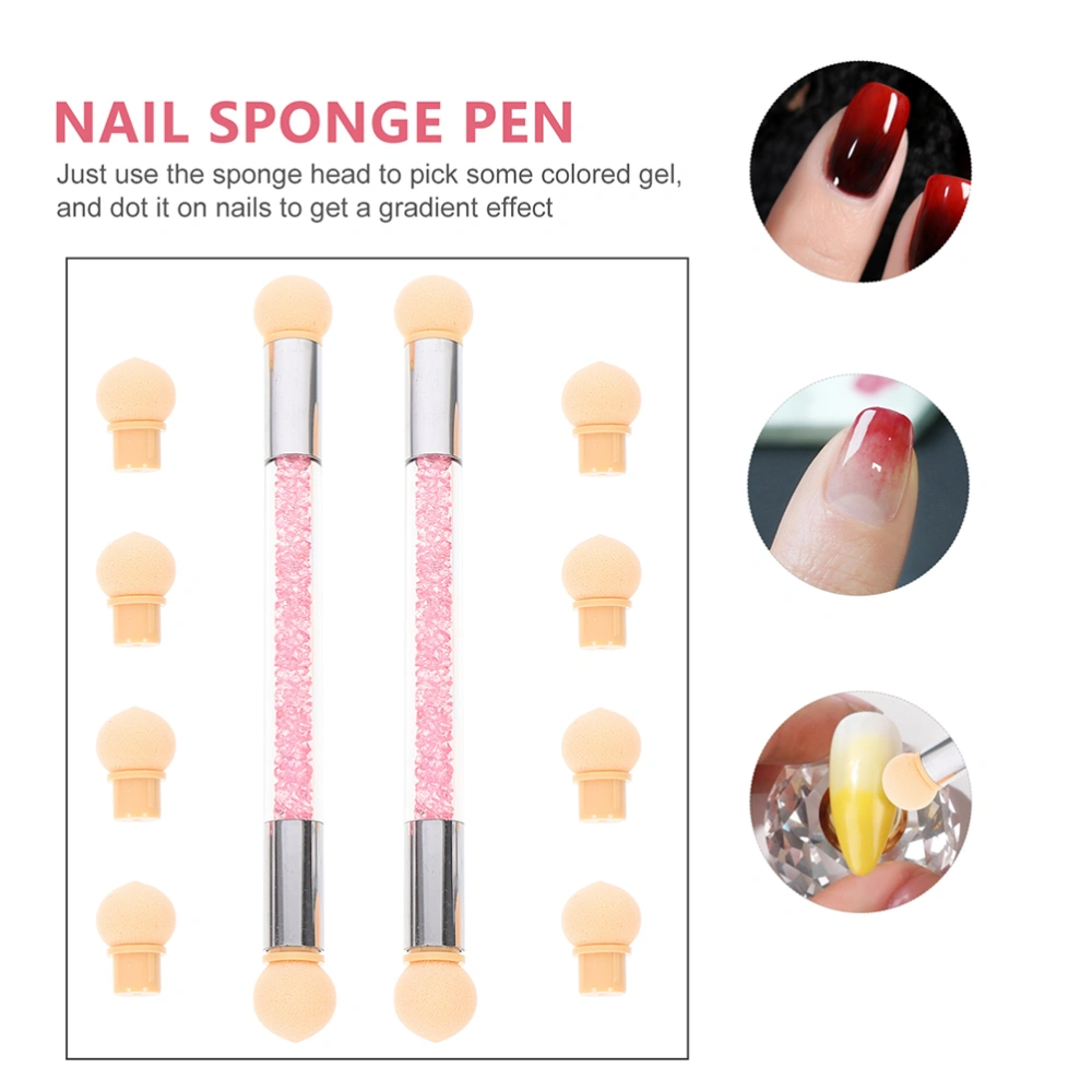 1 Set of Sponge Nail Brush Gradient Pen Brush Double Head Sponge Nail Brush