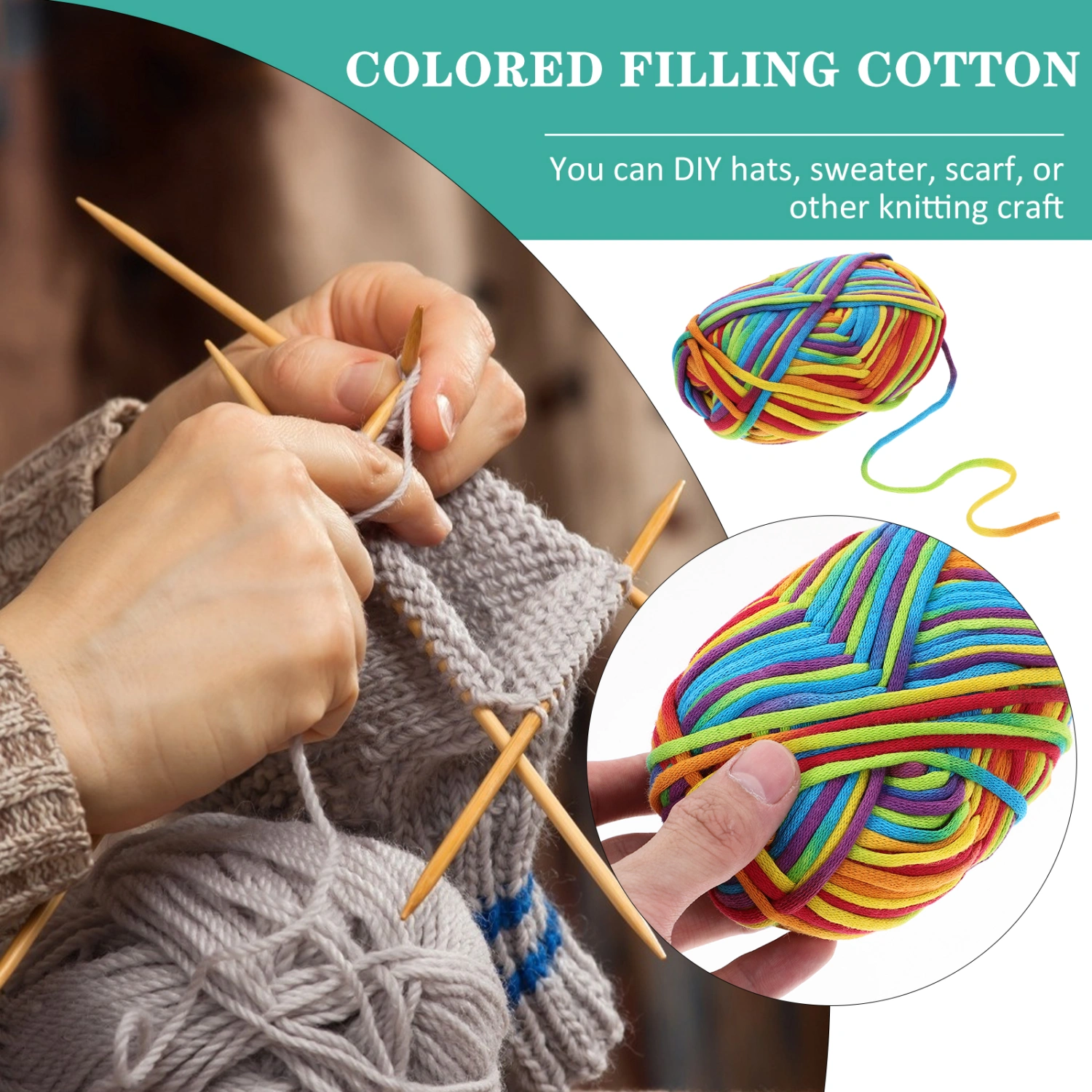 2pcs Handcrafting Yarn Material Vibrant Color Knitting Yarn DIY Crochet Yarn Material
