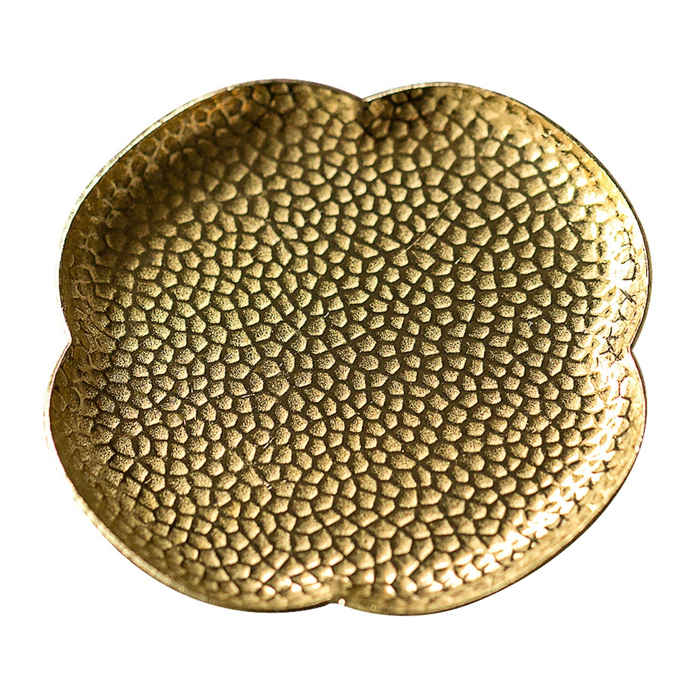 1Pc Household Copper Coaster Chinese Zen Tea Serving Tray Teacup Stand (Golden)