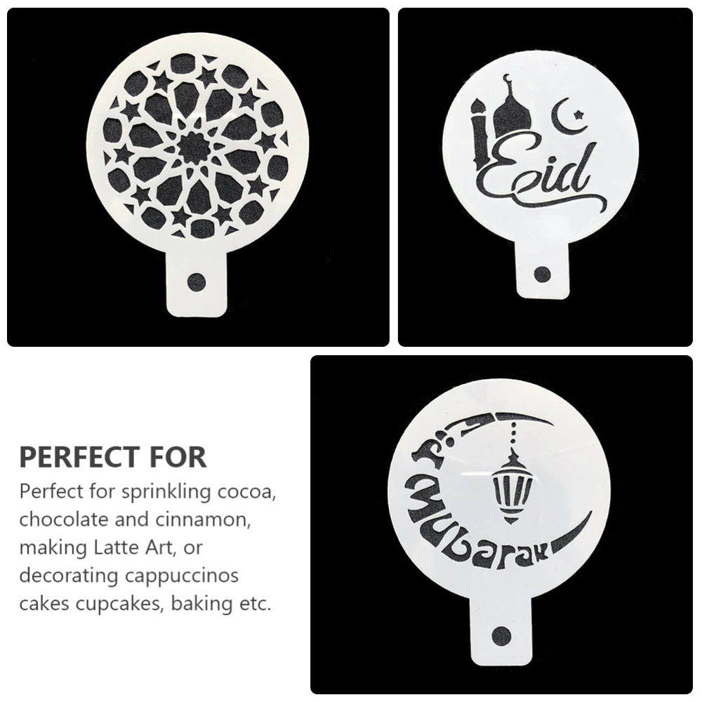 6pcs Eid Mubarak Coffee Decorating Stencils Coffee Art Stencils Barista Template