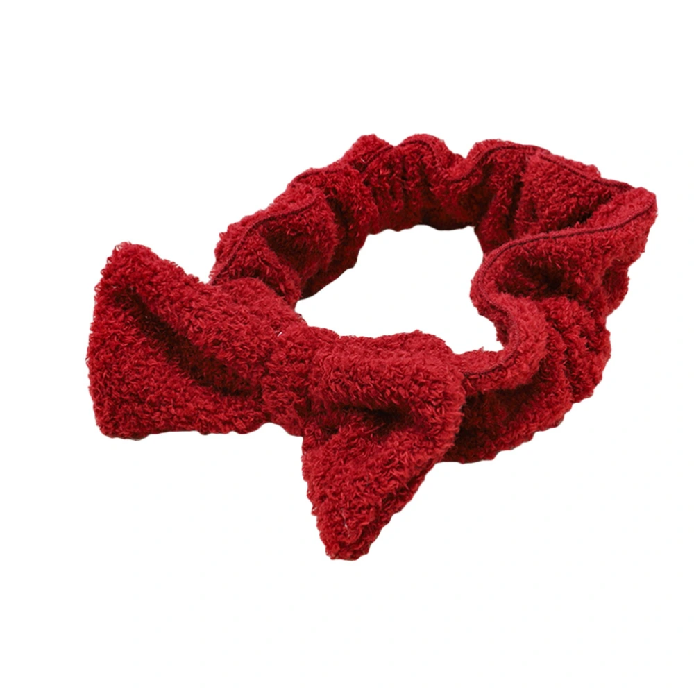 1PC Bowknot Headband Sports Yoga Shower Makeup Headdress Elastic Hair Band Headwear (Red)