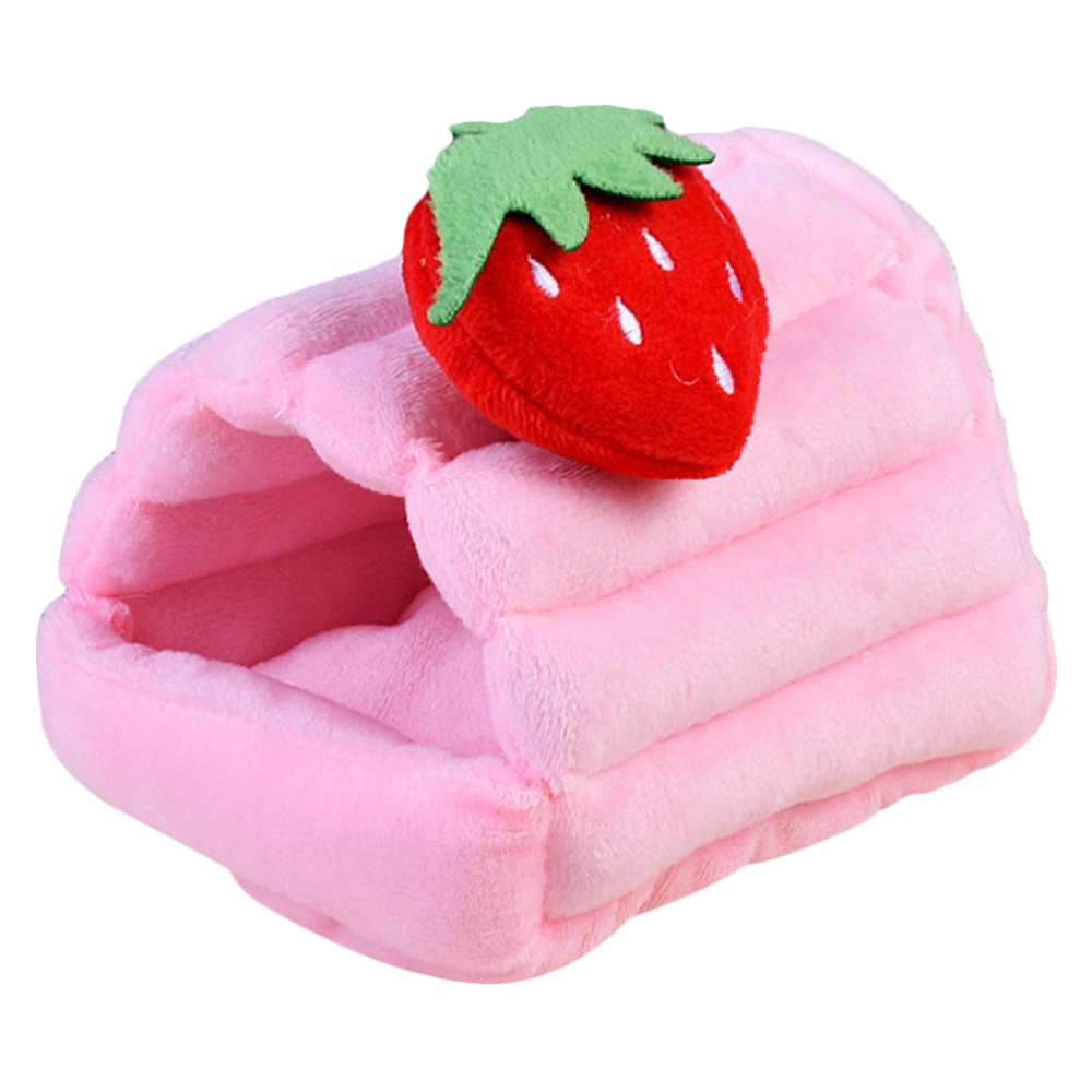 Warm Pet Hamster Bed House Cartoon Strawberry Design Nest Pet Thicken Nest