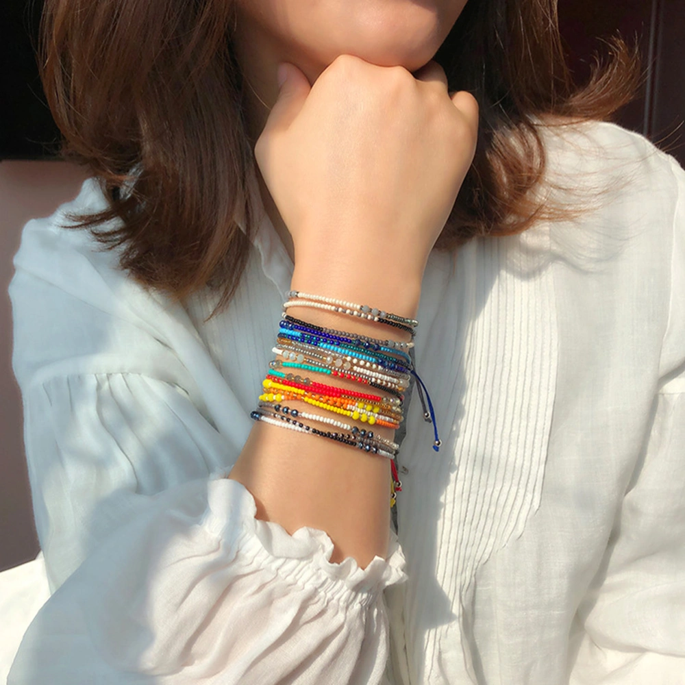 Multi-Layers Bracelet Knitted Rope Ethnic Style Wrist Strap Colorful Wristband Yellow, Sky-Blue (11)