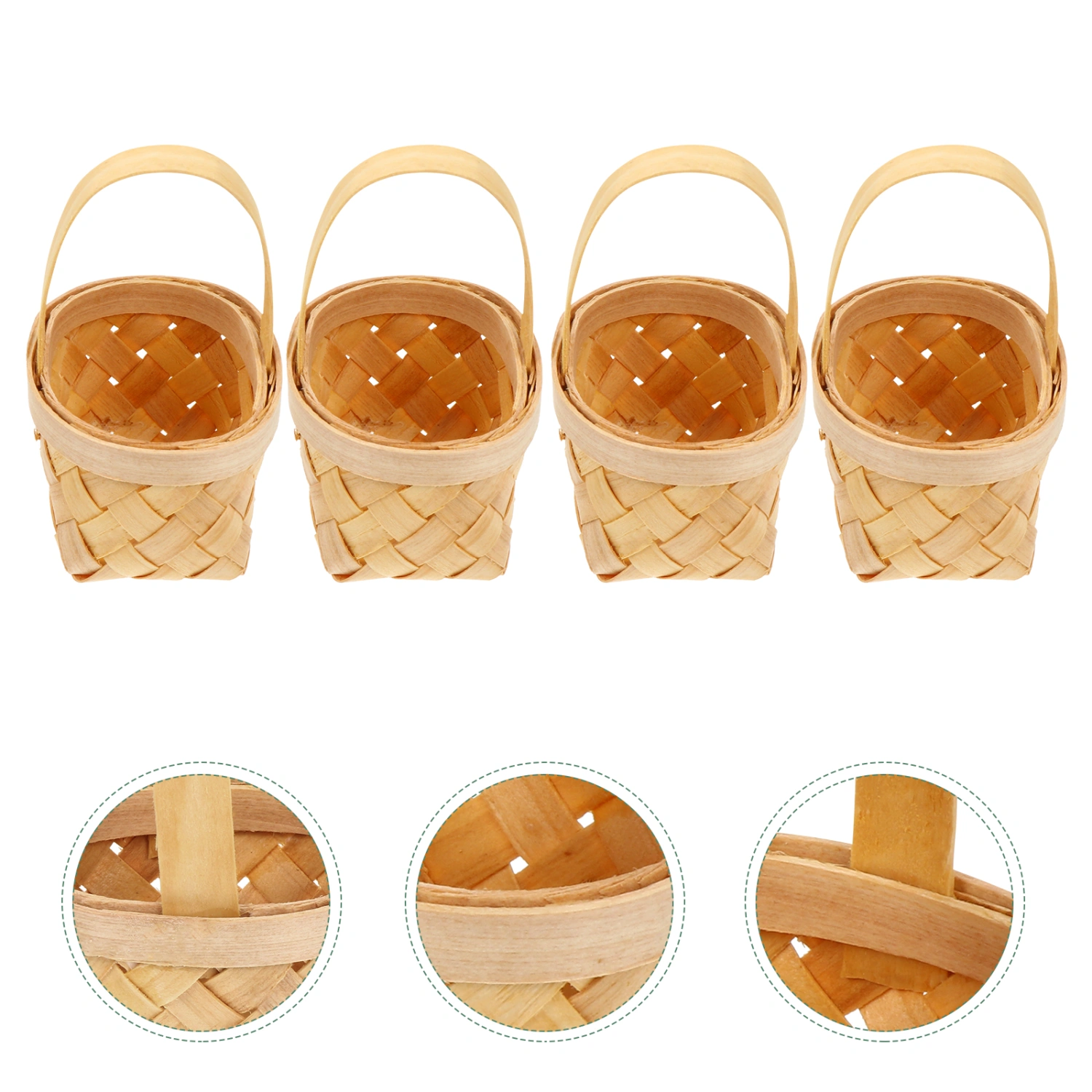 4pcs Simple Hand-woven Baskets Pretty Flower Baskets Practical Gift Baskets